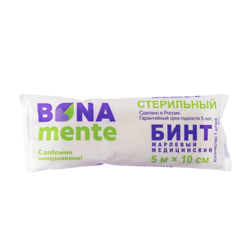 Бинт марлевый Bona Mente стерильный 5 м х 10 см