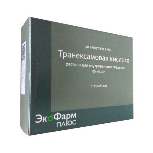 Транексамовая кислота раствор для внутривенного введения 50 мг/мл 5 мл ампулы 10 шт.
