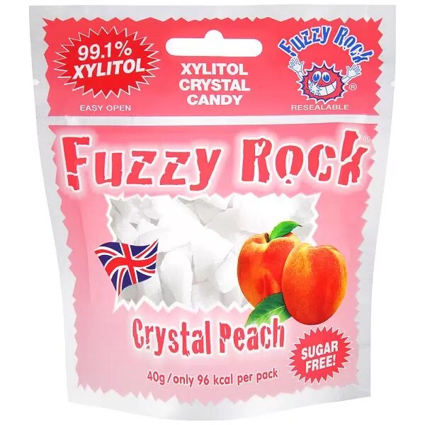 Кристаллы ксилитола без сахара Fuzzy rock crystal coolmint со вкусом персика 40 г