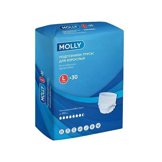 Подгузники-трусы для взрослых Molly р.L 30 шт.