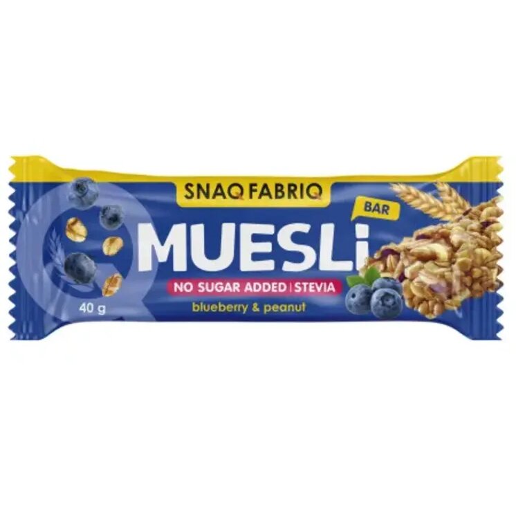 Батончик-мюсли глазированный Snaq Fabriq muesli черника 40 г