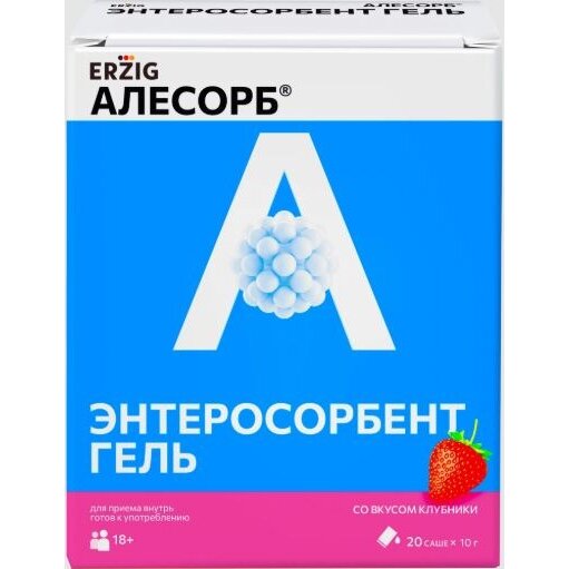 Алесорб энтеросорбент гель стики со вкусом Клубники 20 шт.
