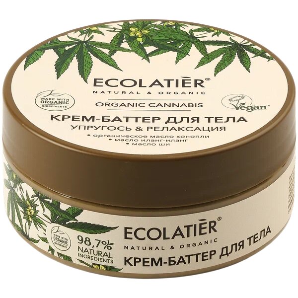 Крем-баттер для тела Упругость & Релаксация Серия Organic Cannabis, Ecolatier Green 150 мл