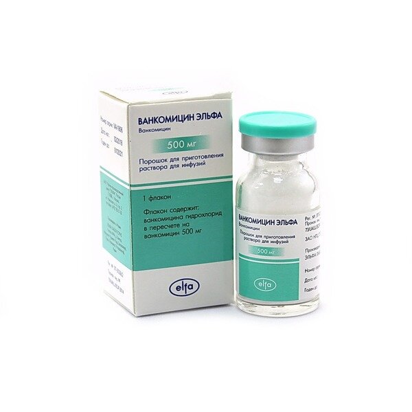 Ванкомицин Эльфа порошок для приготовления раствора для инфузий 500 мг флакон 1 шт.