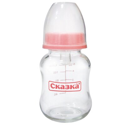 Сказка рожок (бутылочка стек.) с силик.соской фигурная 1021 любой цвет 125 мл