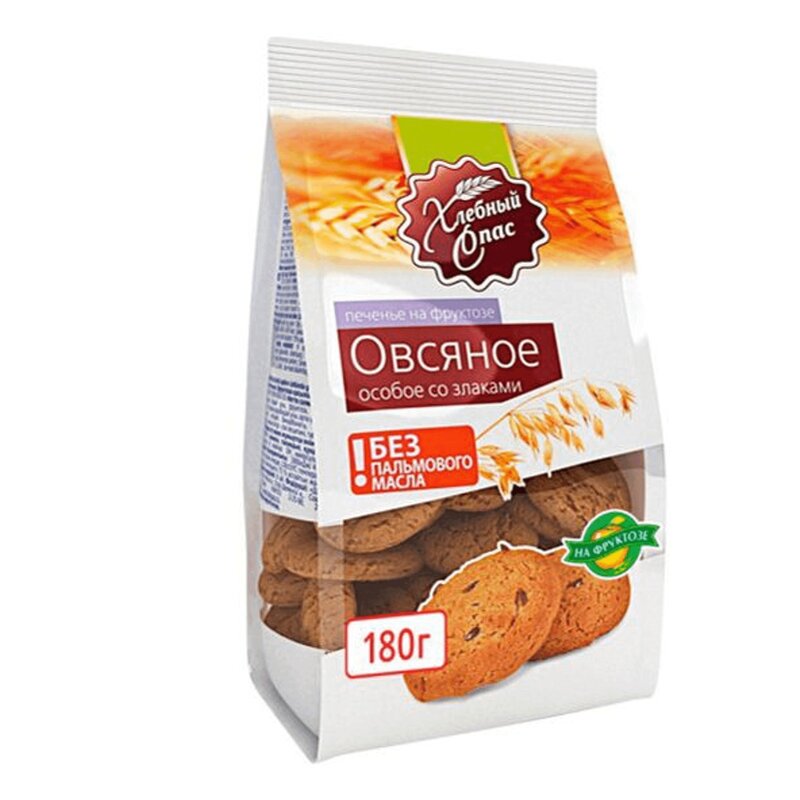 Хлебный спас печенье сдобное на фруктозе особое овсяное со злаками 180 г