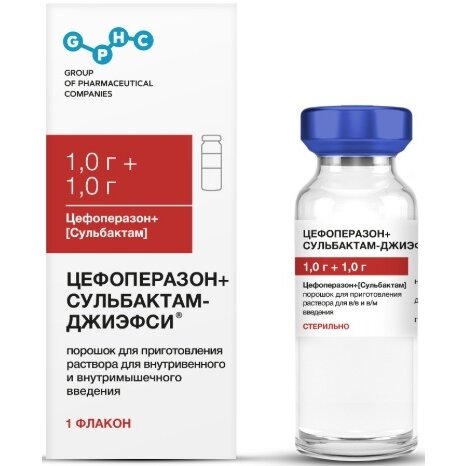 Цефоперазон+Сульбактам порошок 1 г+1 г 1 шт.