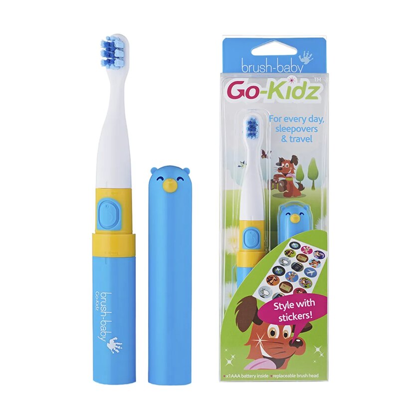 Зубная щетка для детей от 3 лет электрическая Brush-baby go-kidz звуковая синяя brb122