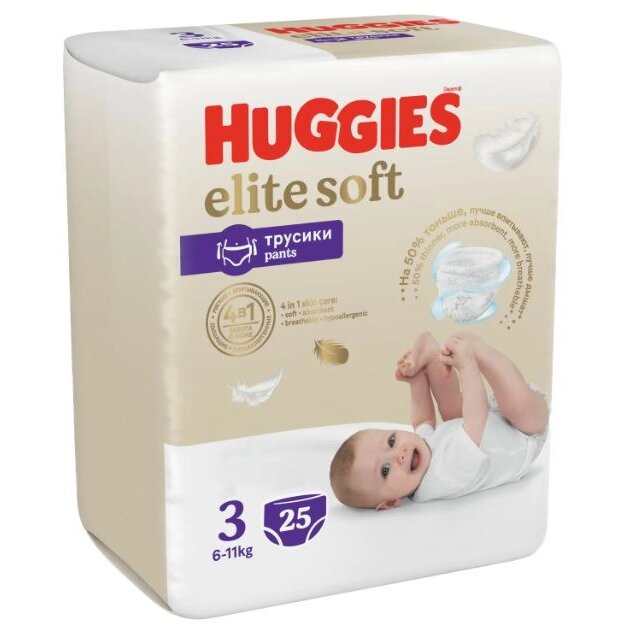 Подгузники-трусики Хаггис (Huggies) Elite Soft р.3 (6-11 кг) 25 шт.