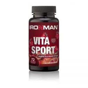 Витамины vita sport Ironman с янтарной кислотой вкус земляника таблетки жевательные 72 шт.