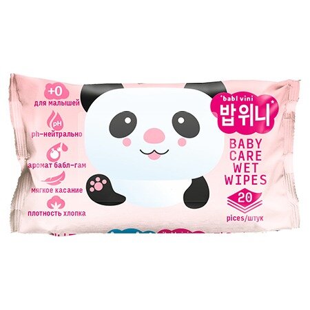 Салфетки влажные детские BablVini Панда 20 шт.