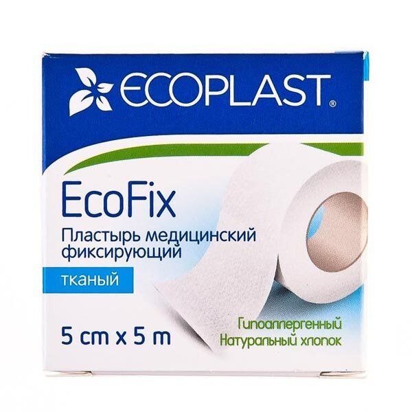 Лейкопластырь EcoFix медицинский фиксирующий тканый 5 см х 500 см