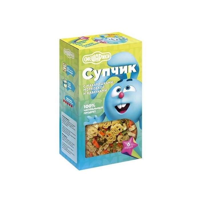 Супчик с макарошками Гурмайор смешарики с морковкой и кабачками 160 г