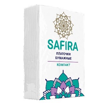 Платочки бумажные Safira Компакт 2-х слойные белые 10 шт.