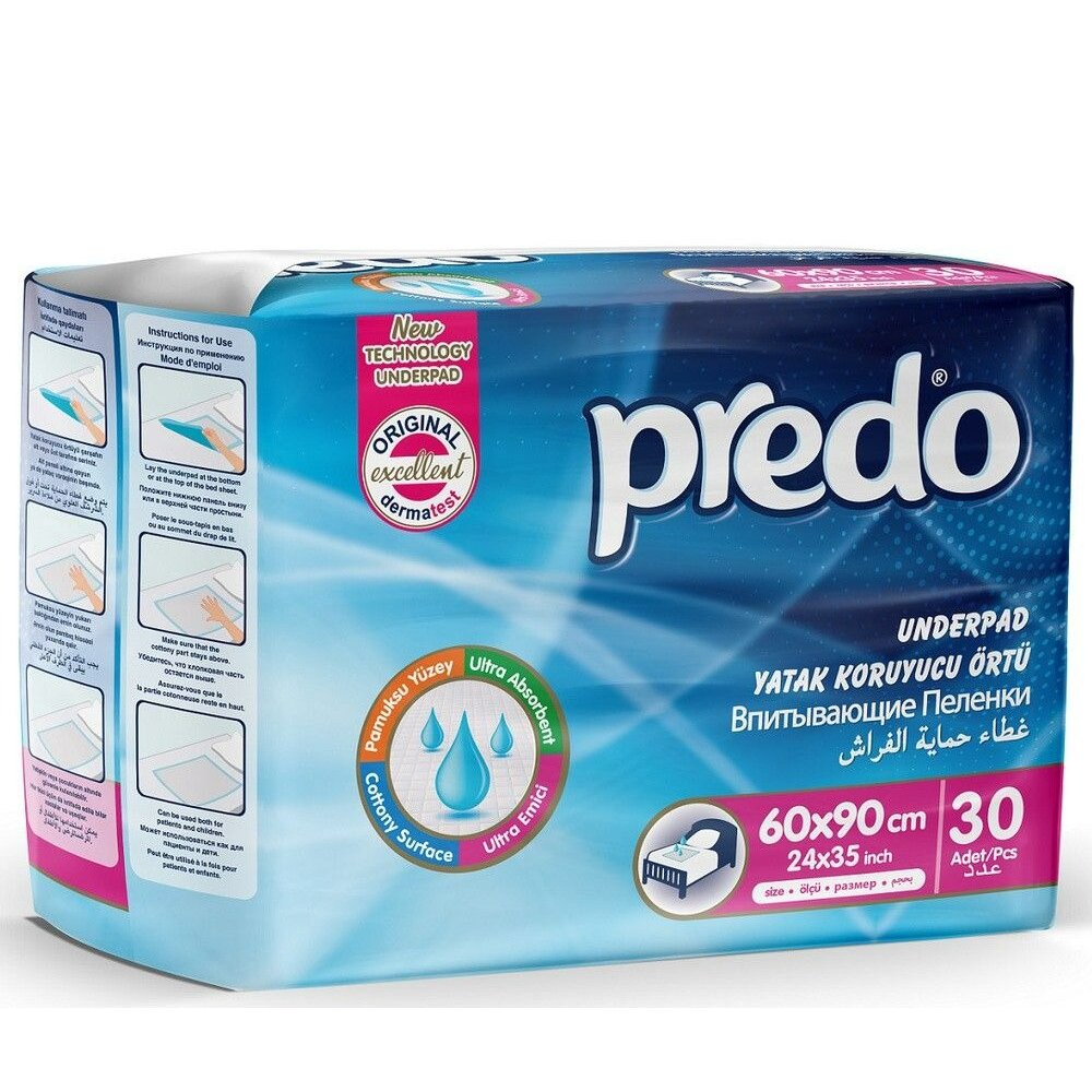 Пеленки впитывающие Predo/Предо 60х90 см 30 шт.