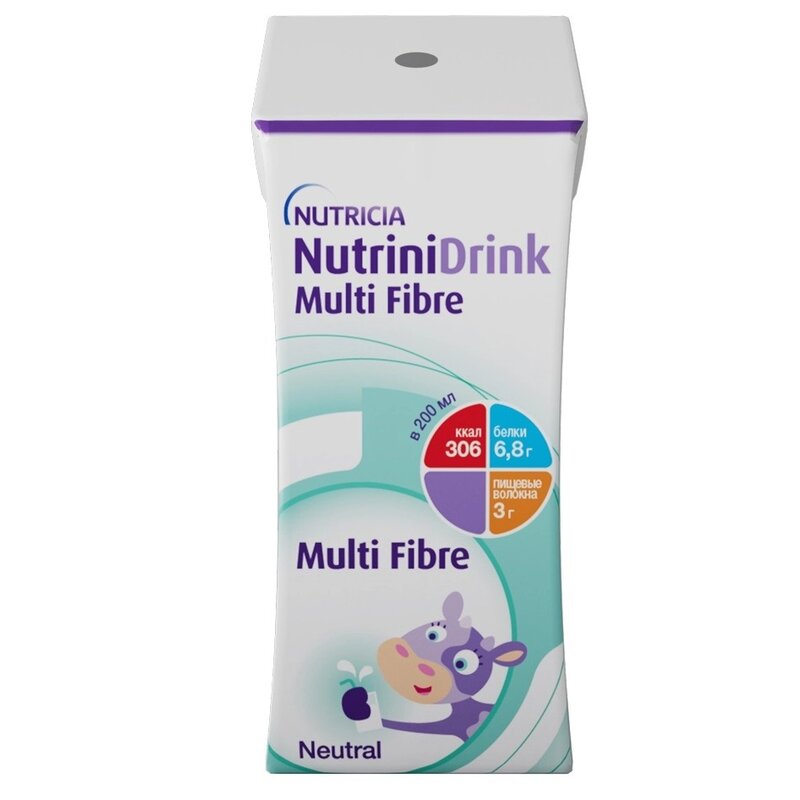 Жидкая смесь NutriniDrink с пищевыми волокнами с нейтральным вкусом 200 мл тетрапак 1 шт.