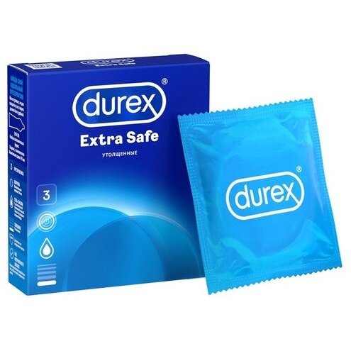 Презервативы Дюрекс (Durex) Extra Safe утолщенные с дополнительной смазкой 3 шт.