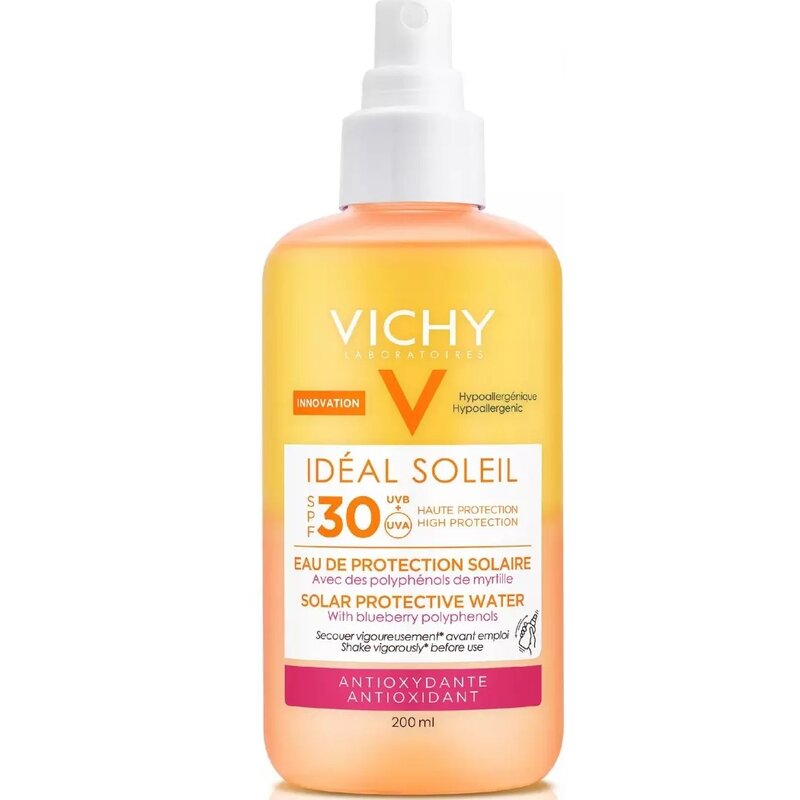 Солнцезащитный двухфазный спрей Виши (Vichy) Ideal Soleil SPF 30 антиоксидант 200 мл