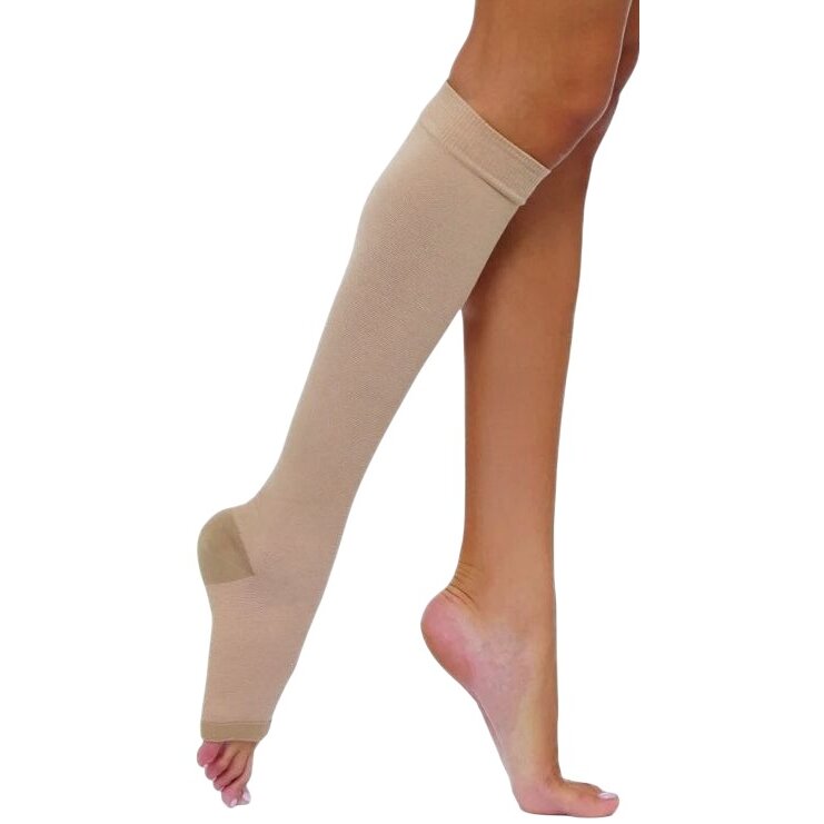 Чулок до колена Центр компресс 2 класс открытый носок кремовый р.3