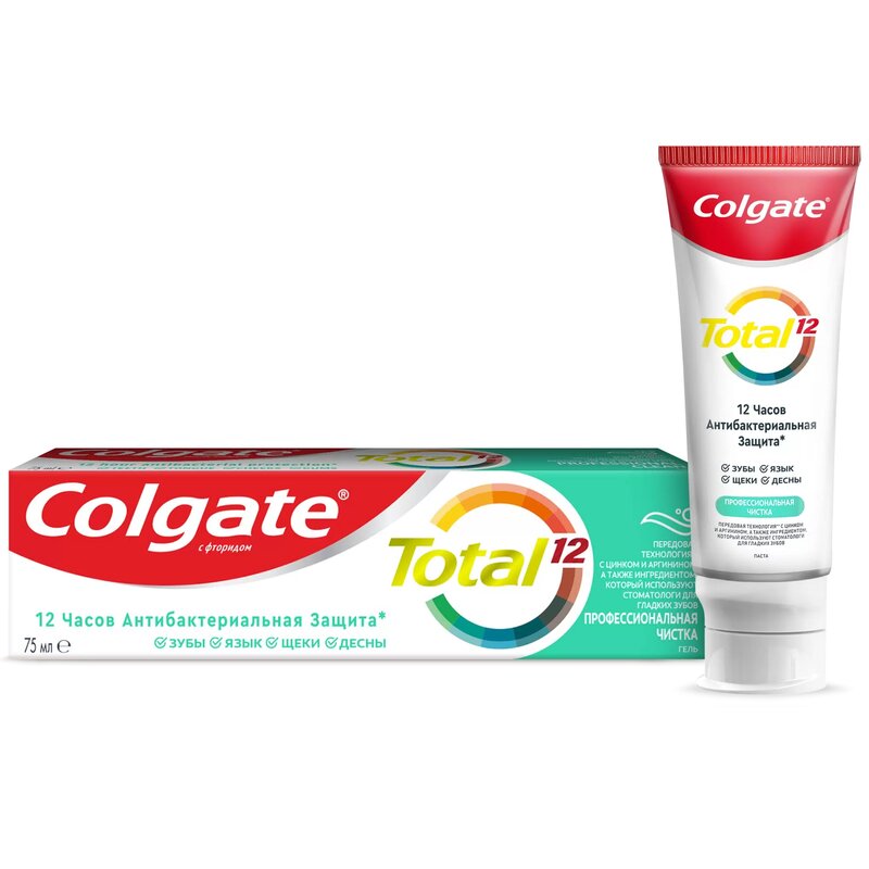 Зубная паста гелевая Colgate Total Профессиональная чистка 75 мл