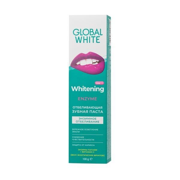 Global white паста зубная энзимное отбеливание/whitening enzyme 100г