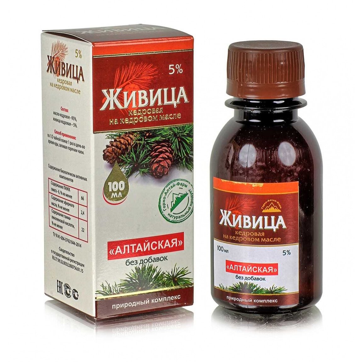 Живица кедровая на кедровом масле 5% 100 мл
