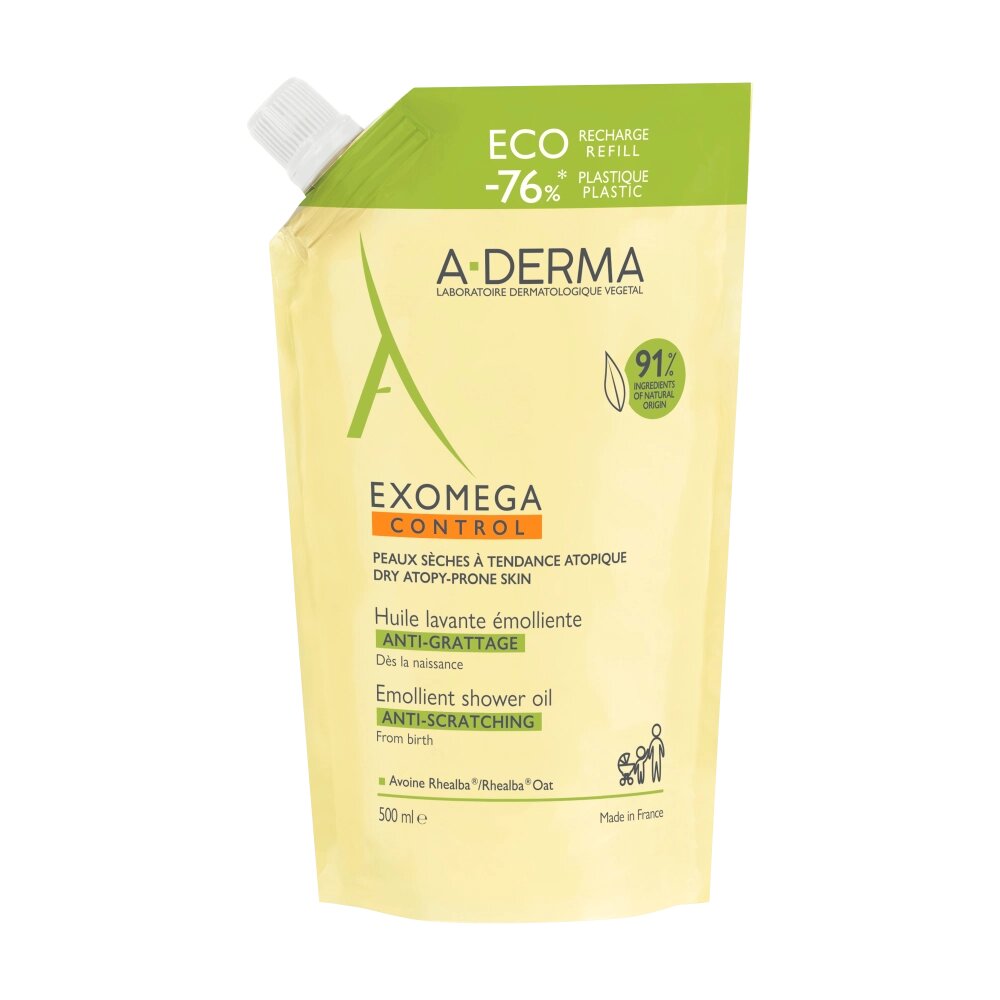 Масло для душа A-derma Exomega Control смягчающее сменный блок 500 мл