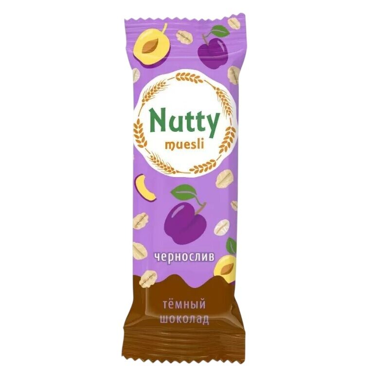 Батончик мюсли Nutty чернослив темная глазурь 50 г