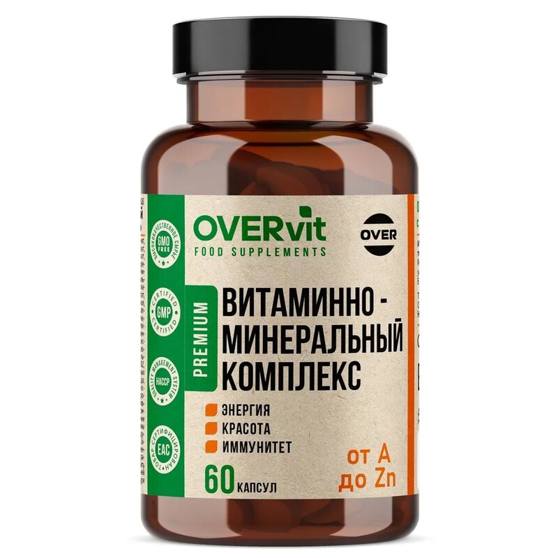 Витаминно-минеральный комплекс от А до Zn OVERvit капсулы 60 шт.