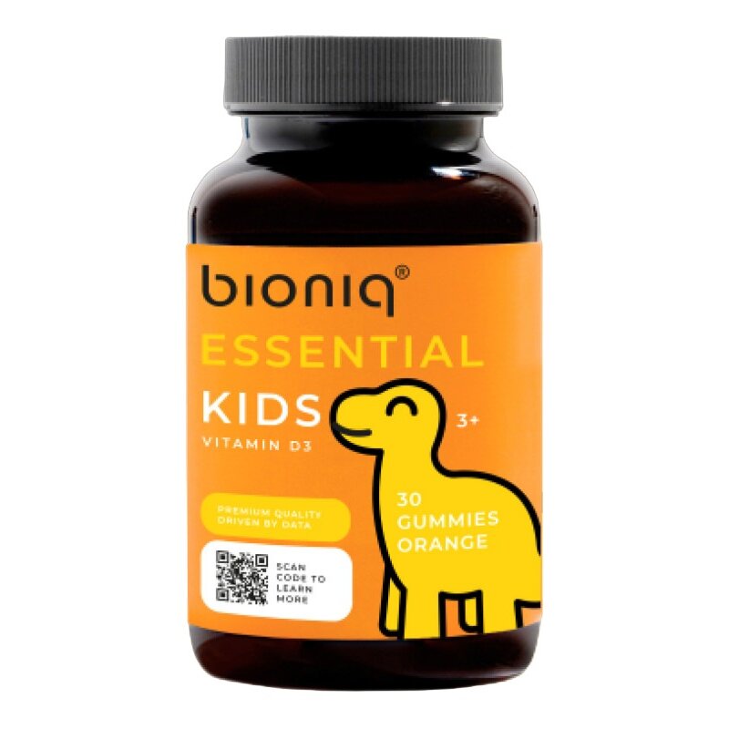 Витамин Д3 для детей Bioniq essential пастилки жевательные мармеладные апельсин динозаврики 30 шт.
