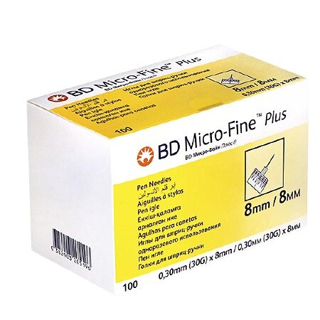 Игла BD micro-fine+ для шприц-ручки 0,30х8 мм 30G 100 шт.