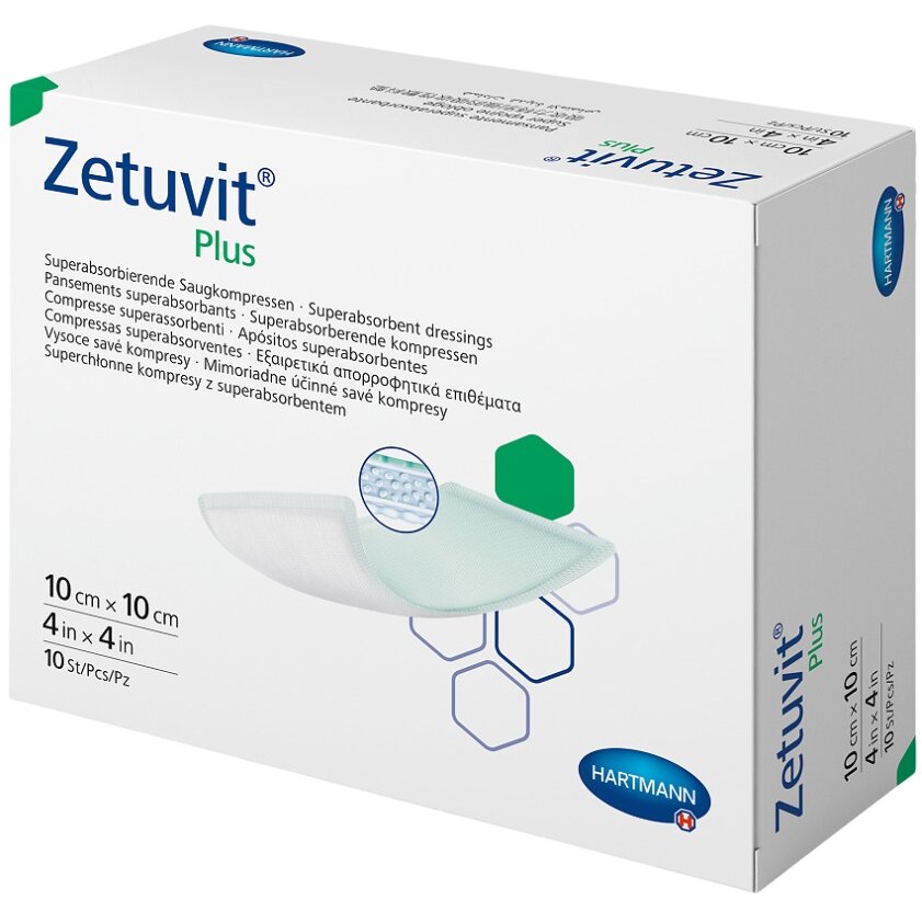 Повязка Hartmann Zetuvit Plus сорбционная 10 см х 10 см 10 шт.