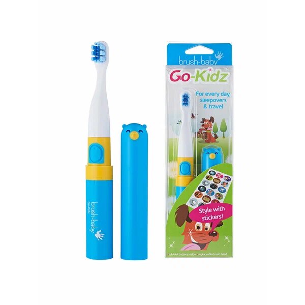 Зубная щетка электрическая звуковая для детей с 3 лет синяя Go-Kidz Brush-Baby/Браш-Бэби