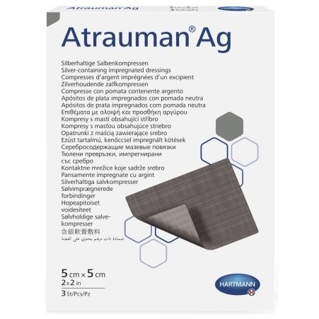 Мазевая повязка Hartmann Atrauman Ag с серебром 5 см x 5 см 3 шт.