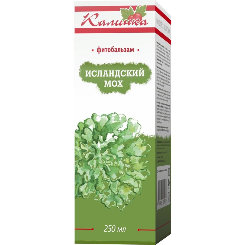 Фитобальзам исландский мох Калинка без сахара 250 мл