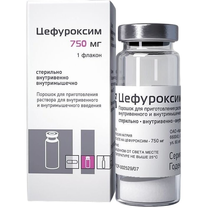 Цефуроксим порошок 750 мг 1 шт.