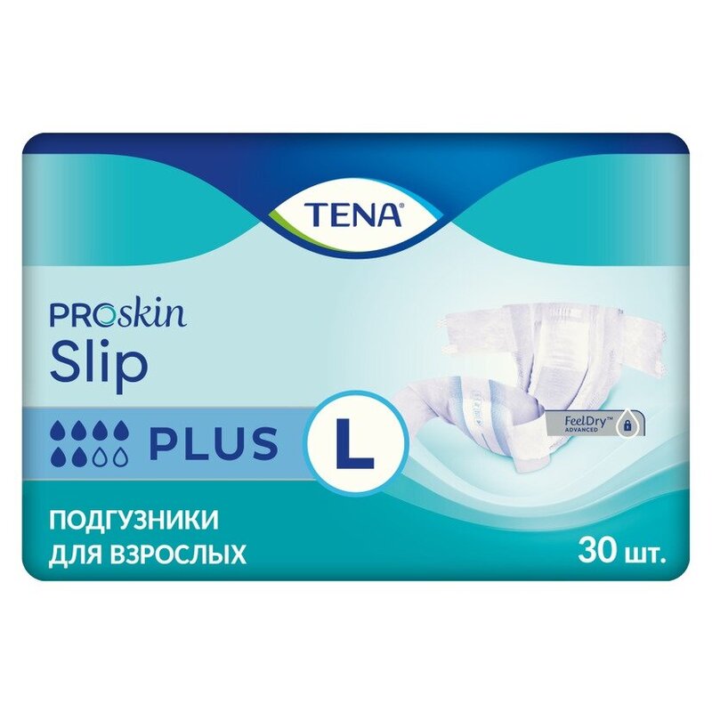 Подгузники дышащие TENA Slip Plus L (талия/бедра 96-144 см) 30 шт.