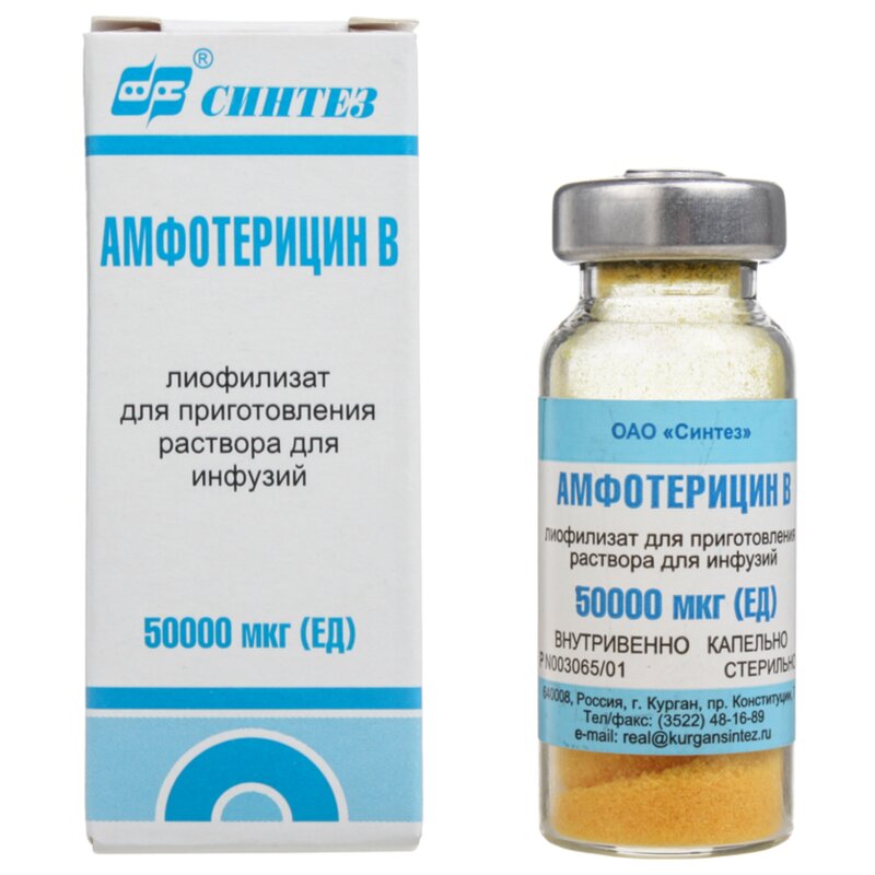 Амфотерицин В лиофилизат для приготовления раствора для инфузий 50000 мкг флакон 1 шт.
