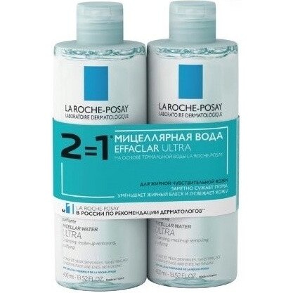 Мицеллярная вода La Roche-Posay Effaclar Ultra для жирной и проблемной кожи 400 мл 1+1