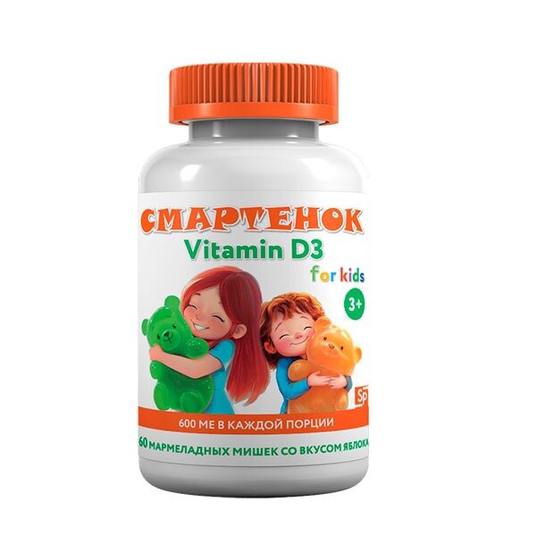 Витамин Д3 для детей Смартёнок 600 МЕ мармеладные мишки 60 шт.