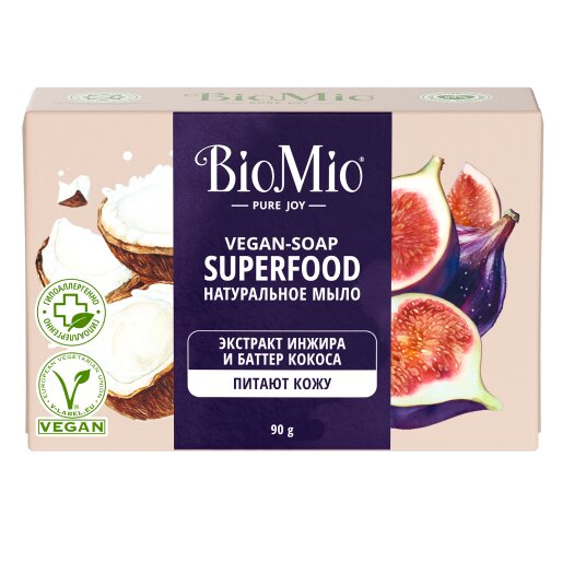 Мыло натуральное Biomio bio-soap superfood с экстрактом инжира и баттером кокоса 90 г