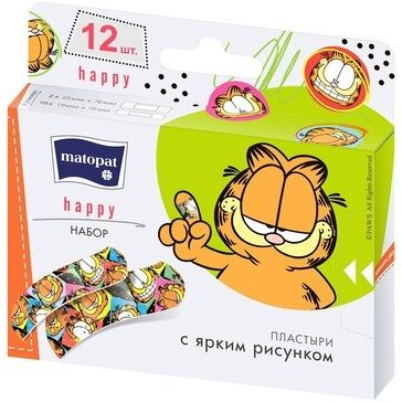 Пластырь Matopat Happy бактерицидный 12 шт.