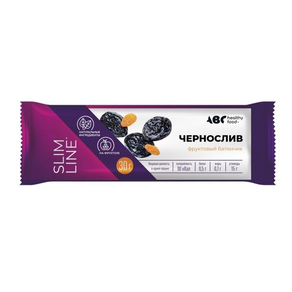 Батончик ABC Healthy Food фруктовый с черносливом неглазированный на фруктозе 30 г