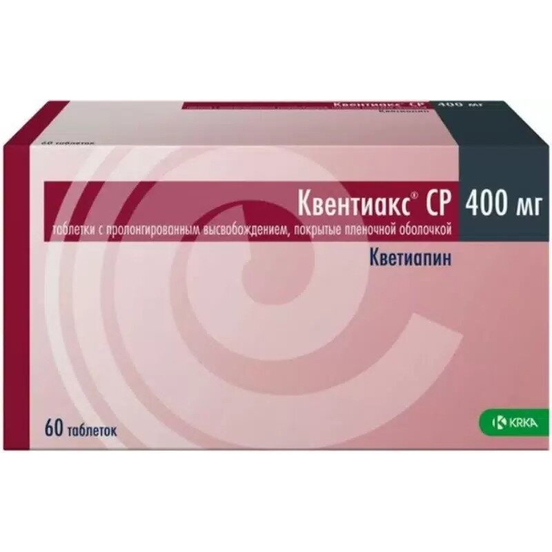 Квентиакс СР 400 мг 60 шт. таблетки с пролонгированным высвобождением, покрытые пленочной оболочкой