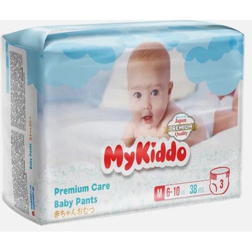 Подгузники-трусики для детей Premium MyKiddo 6-10 кг 38 шт. р.M