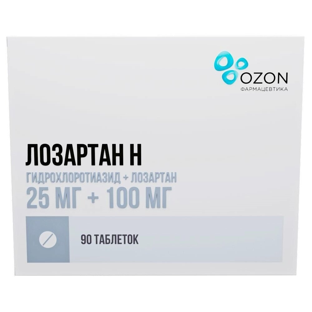 Лозартан-н таблетки 25 мг+100 мг 90 шт.