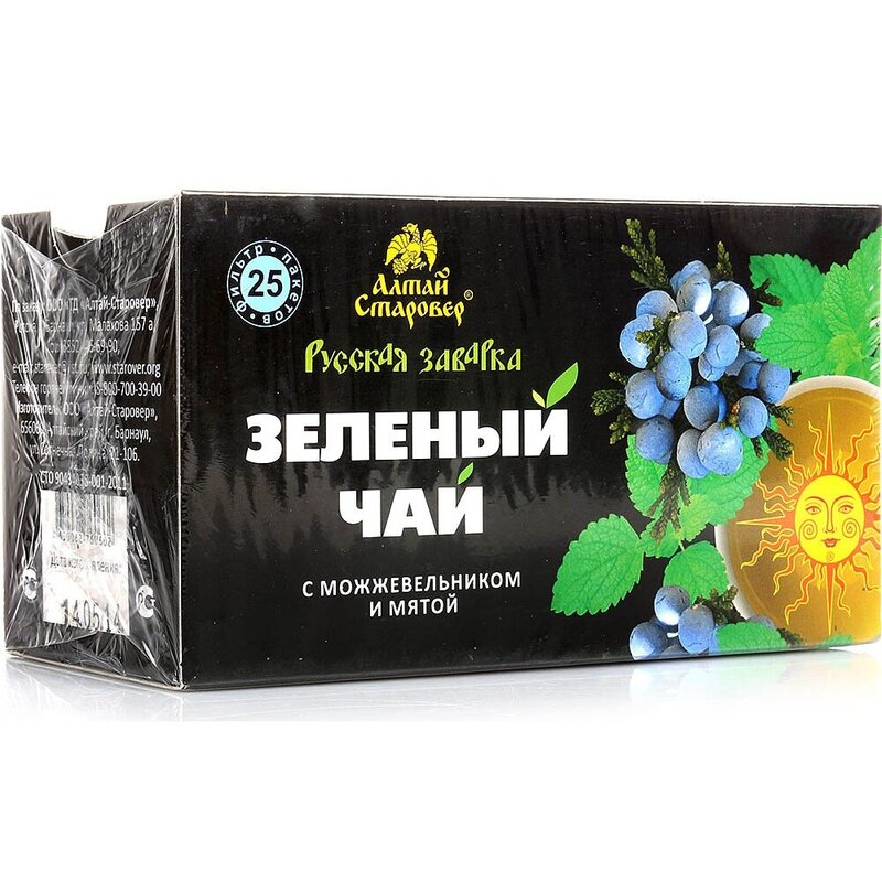 Алтай Старовер зеленый чай с можжевельником и мятой 1.5 г ф/пак 20 шт.
