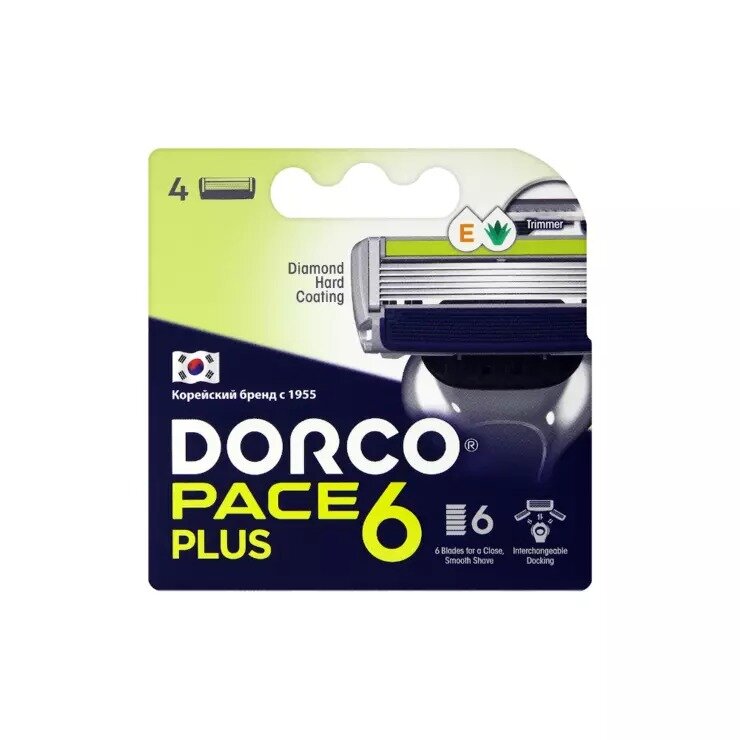 Kассеты Dorco Pace 6 для бритвенного станка с триммером 4 шт.
