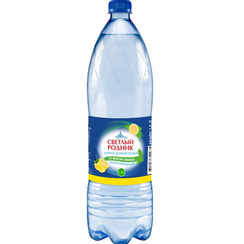Вода Светлый родник питьевая газированная лимон 1,5 л
