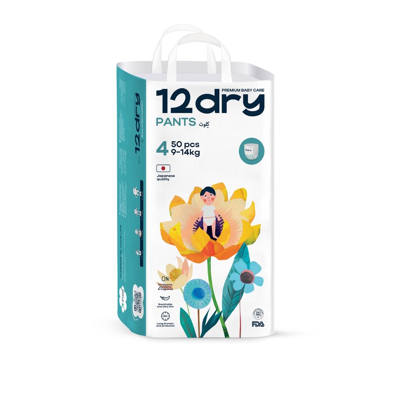 Подгузники-трусики детские 12dry Easy Waist р.4 (L) 9-14 кг 50 шт.